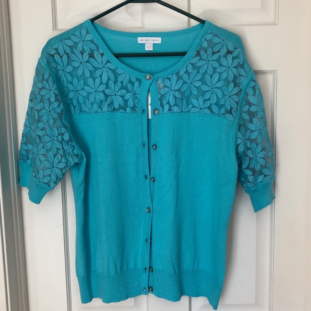 NY&Co short sleeve blue sweater